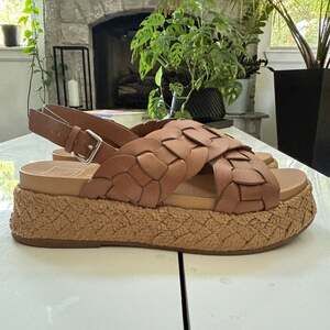 Dolce Vita Winder-232 Women's Tan Leather Braided Platform Sandals Size 10